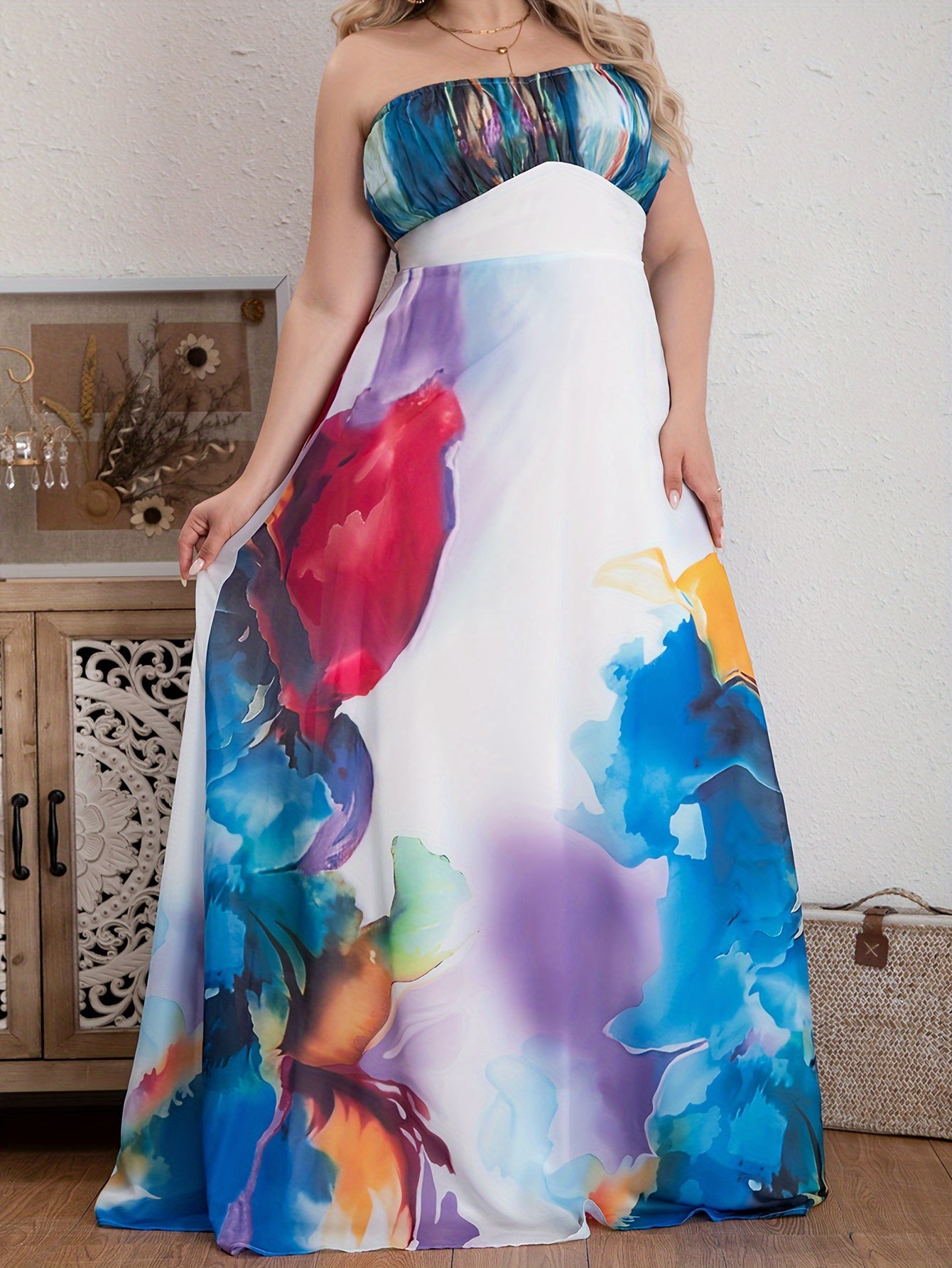 Women's Plus Size Sleeveless Tube Dress for Party and Banquet