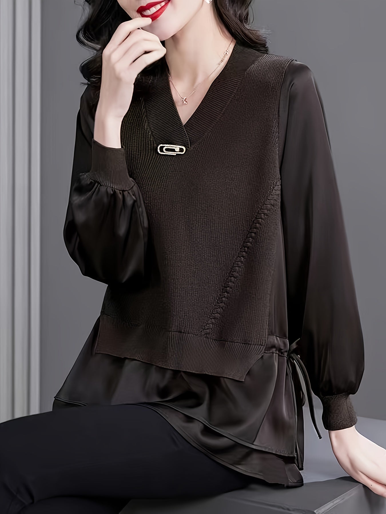 Top de capa base de punto para mujer talla grande, ropa interior térmica cálida