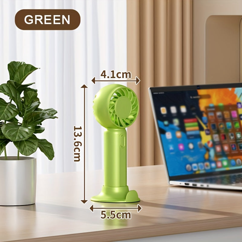 Portable USB Fan with 3 Speeds Lightweight Battery-Powered for Travel Office Outdoor in Pink Green White