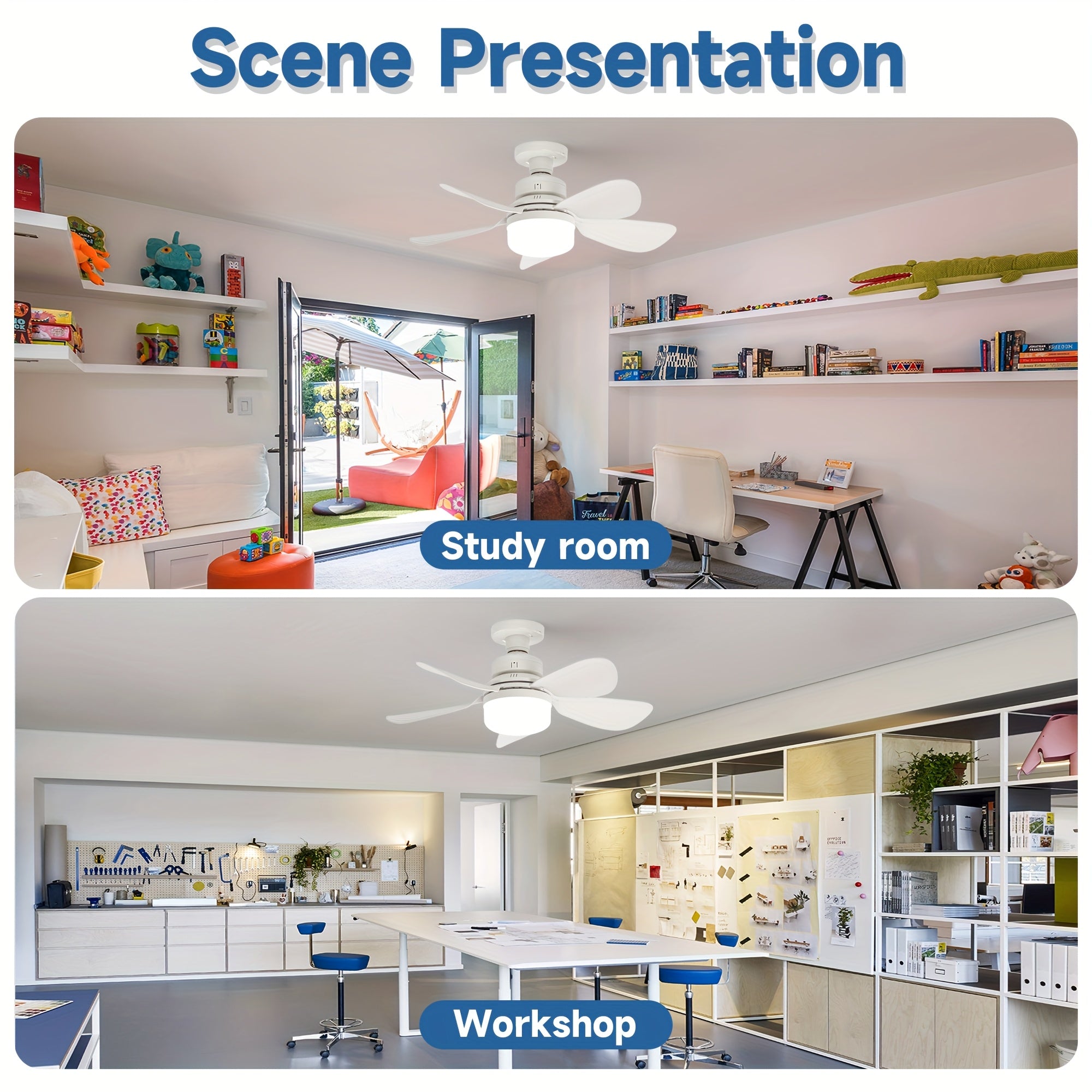 5-Blade Ceiling Fan with Remote Control 42cm Diameter 3 Speeds E26/E27 Bulb Base