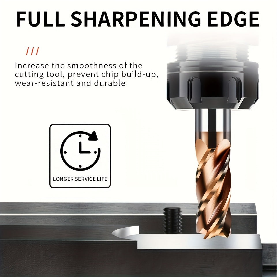 55 Degree Bronze Tungsten Steel Milling Cutter with 4 Blades Coated Carbide End Mill for CNC Machining