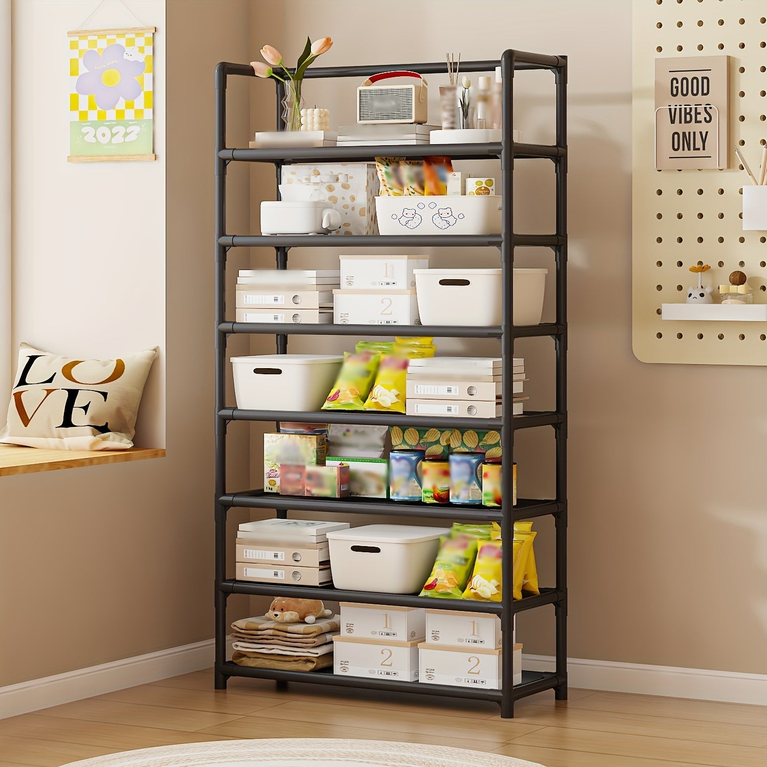 Large Capacity 7-Tier Storage Rack Multi-Functional Organizer for Home Office