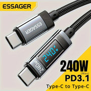 240W USB-C to USB-C Flat Charging Cable 100W PD 3.1 Fast Data Cord 1M 2M