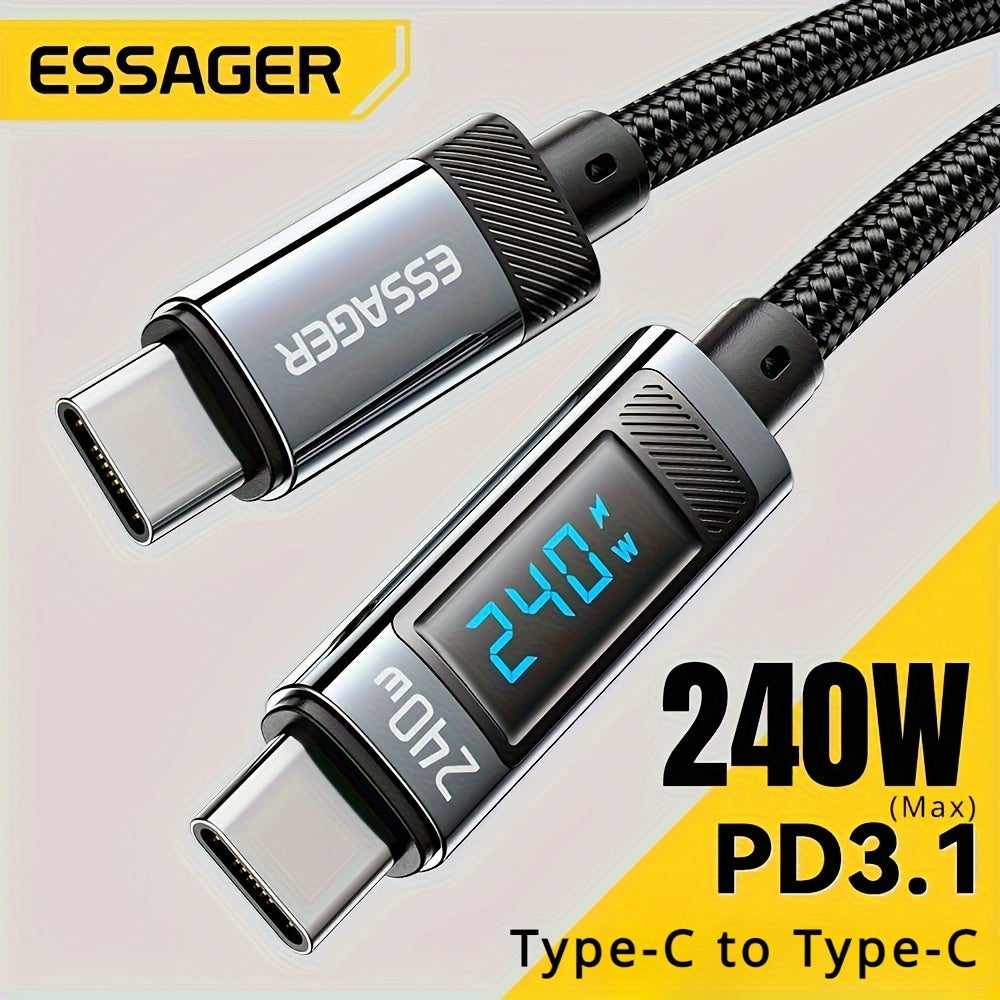 240W USB-C to USB-C Flat Charging Cable 100W PD 3.1 Fast Data Cord 1M 2M