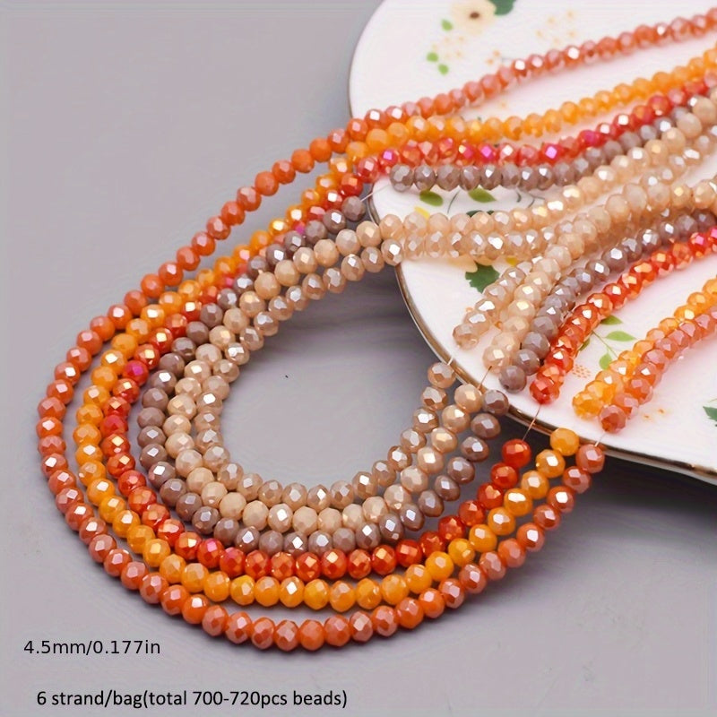 720 Pieces Faceted Glass Rondelle Beads 4mm for Jewelry Making and Crafts