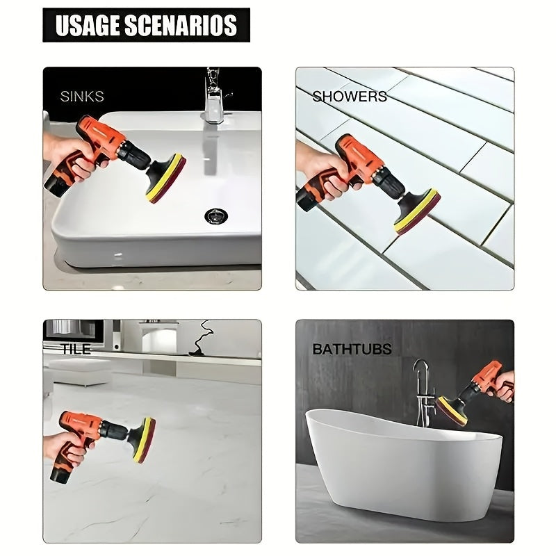 Juego de 28 piezas de cepillos de taladro para limpiar baños, cocinas y suelos de coche, duraderos, de plástico