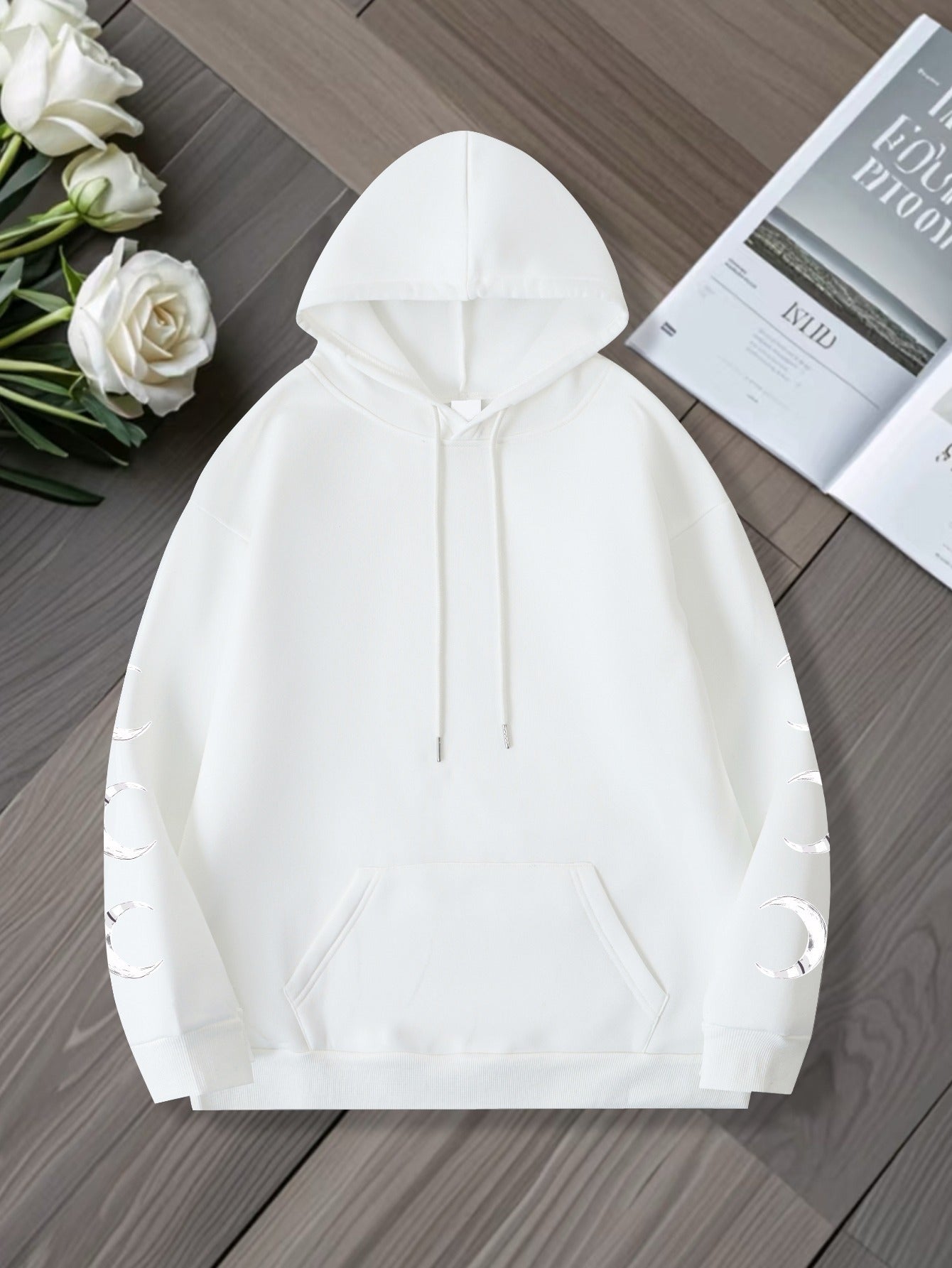 Plus Size Women's Sun Moon Stars Print Hoodie Casual Long Sleeve Pullover