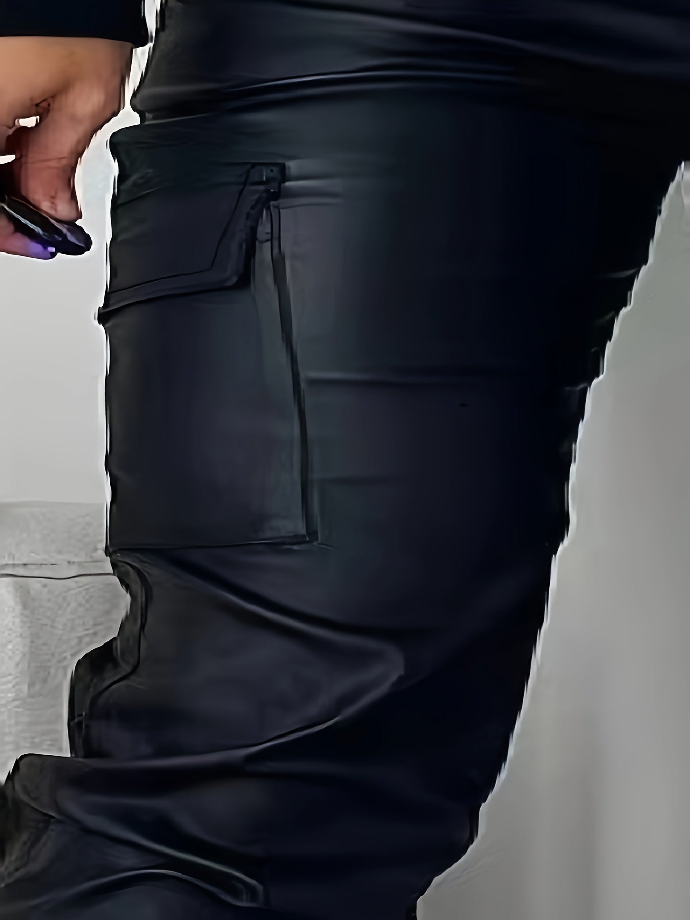 Women's Coated Denim Jogger Cargo Pants High-Waisted Slim Fit All-Season