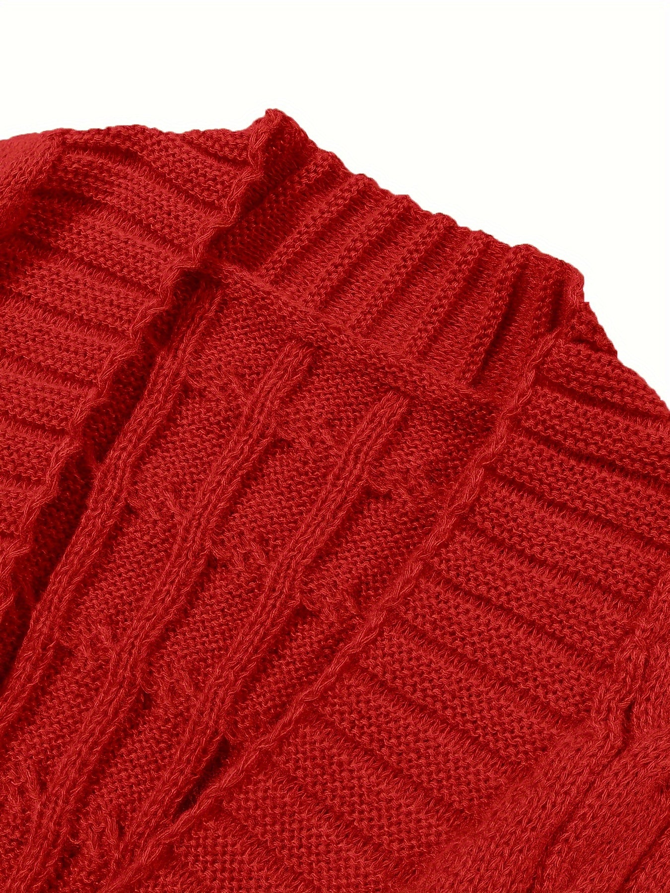 Plus Size Open Front Cardigan with Pockets Long Sleeves Women's Casual Winter Knit Polyester