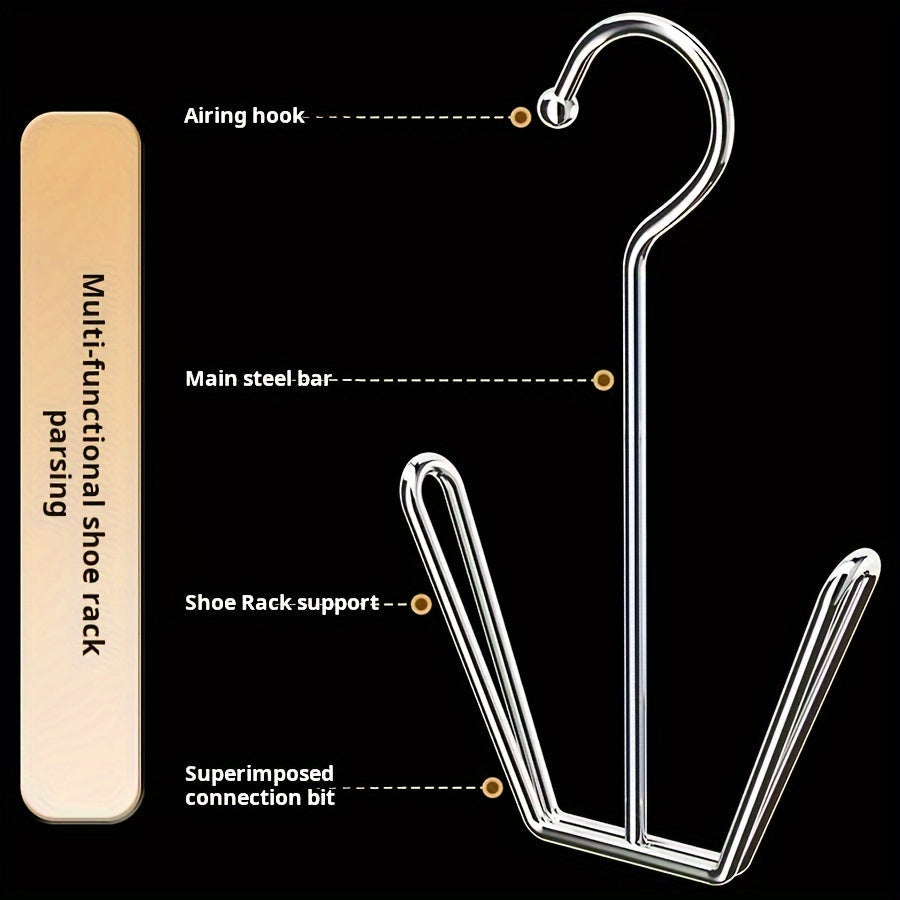 Stainless Steel Shoe Drying Rack Set of 3 or 5 Outdoor Indoor Windproof with Hanging Slippers Hook