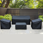 Set of Four Heavy Duty Outdoor Furniture Covers Sofa Chairs Coffee Table Black 210D