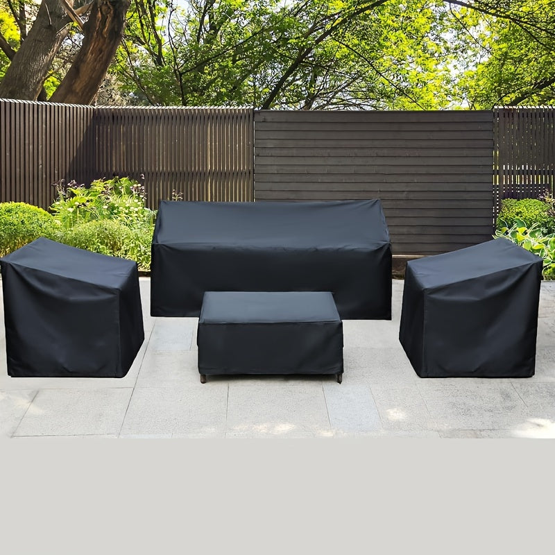 Set of Four Heavy Duty Outdoor Furniture Covers Sofa Chairs Coffee Table Black 210D