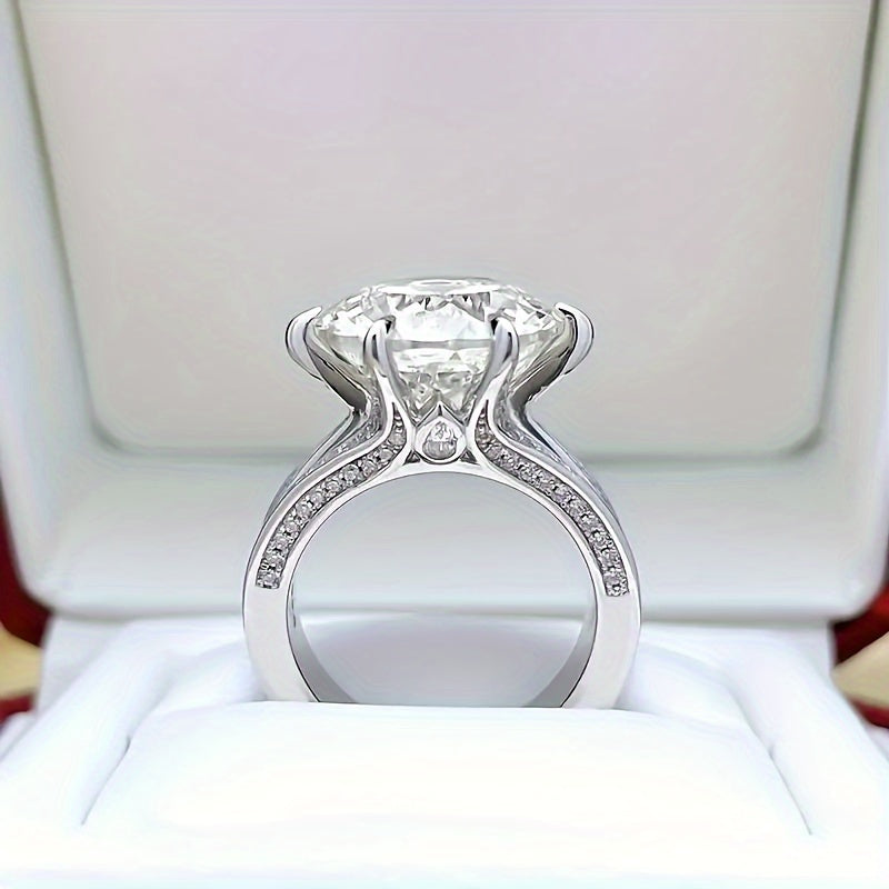 Moissanite Engagement Ring 5.09/10.09ct Silver GRA Certificate for Valentine's Day