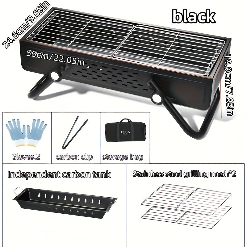 Tashqarida foydalanish uchun ideal portativ burilishli ko'mirli barbekyu grill.