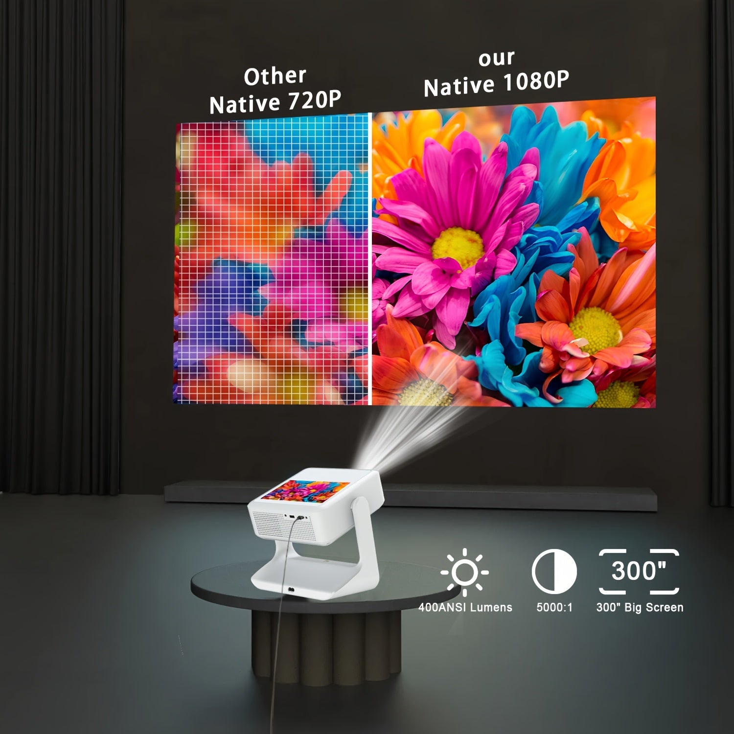 Home Theater 4K Projector 1080P Full HD WiFi Auto Focus and Keystone