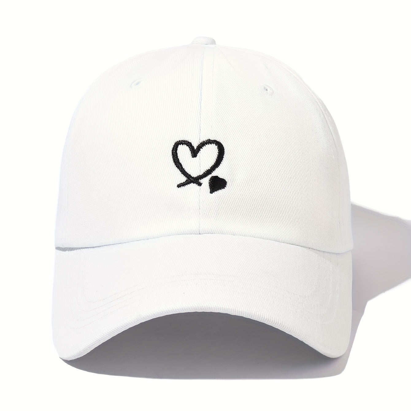 Women's Baseball Cap with Love Heart Embroidery Adjustable Sun Protection Breathable Outdoor
