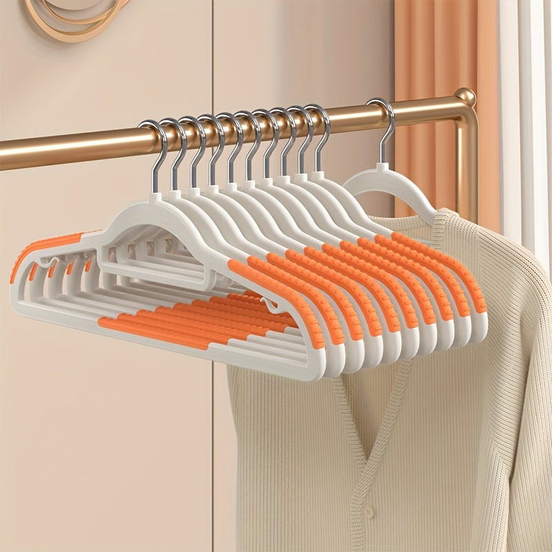 10 Non-Slip Heavy Duty Plastic Clothes Hangers for Storage and Organization in Bedroom Bathroom and Home