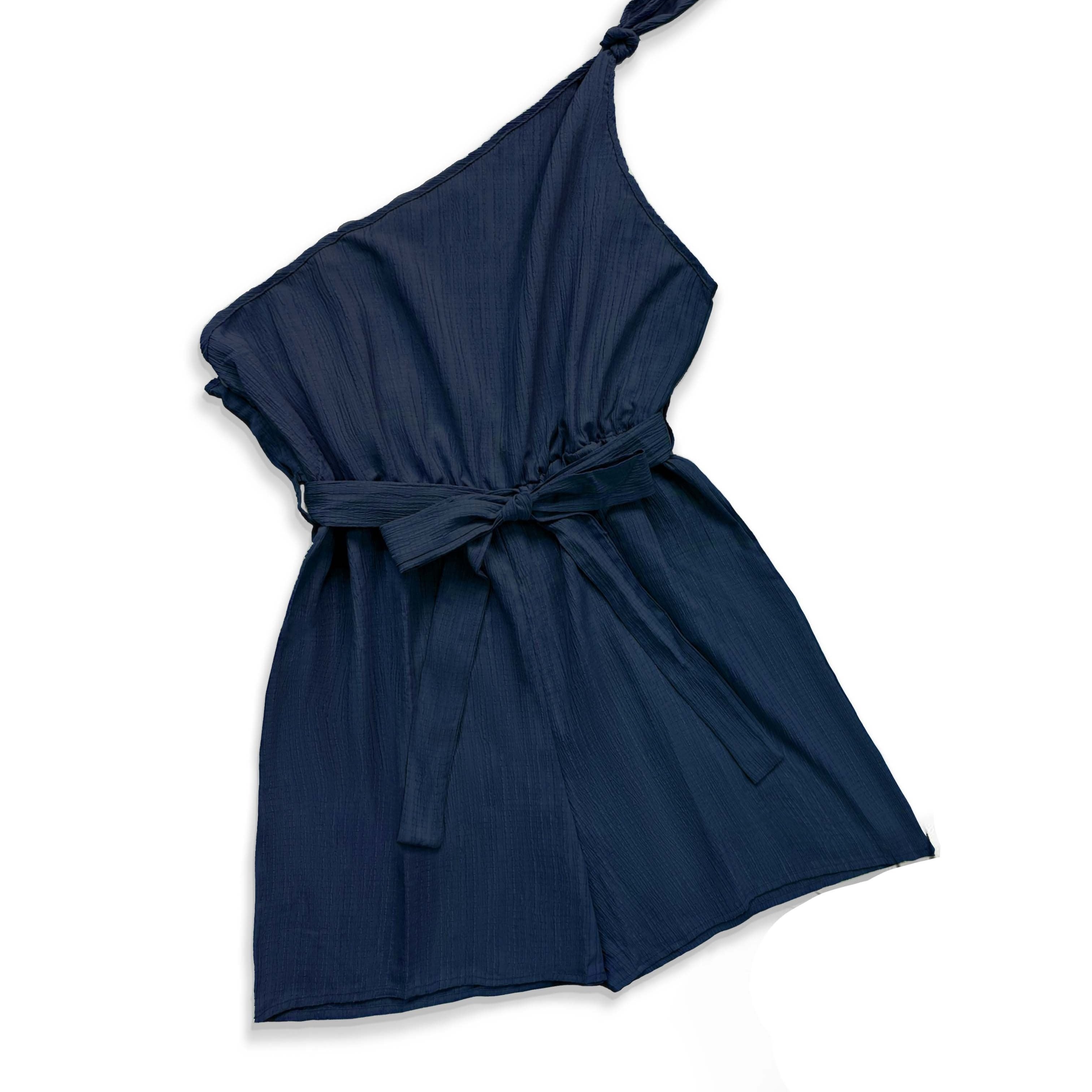 Plus Size Sleeveless One Shoulder Romper for Summer Elegant Clothing