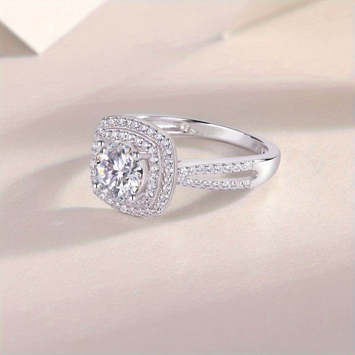 Sterling Silver Moissanite Ring with 18K Gold Plating for Men Women Engagement Wedding