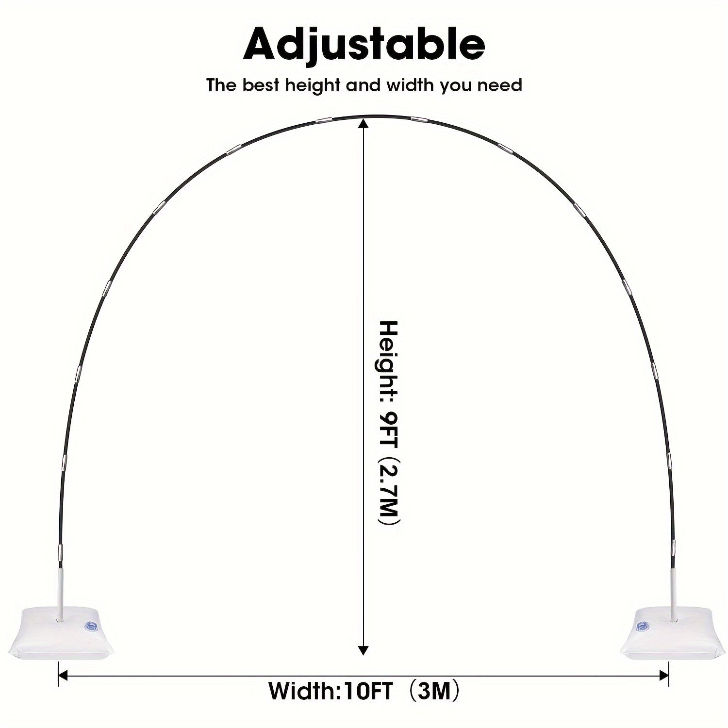 Ballon arka to'plami, sozlanadigan, 274cm baland, 3.05m keng, to'ylar, chaqaloq kutishlar, tug'ilgan kunlar uchun