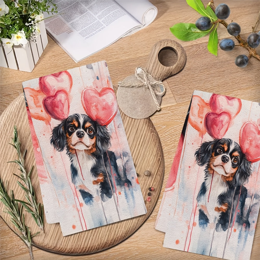 Valentine's Day Kitchen Towels 2 Pack Ultra Soft Absorbent Dish Hand Towels