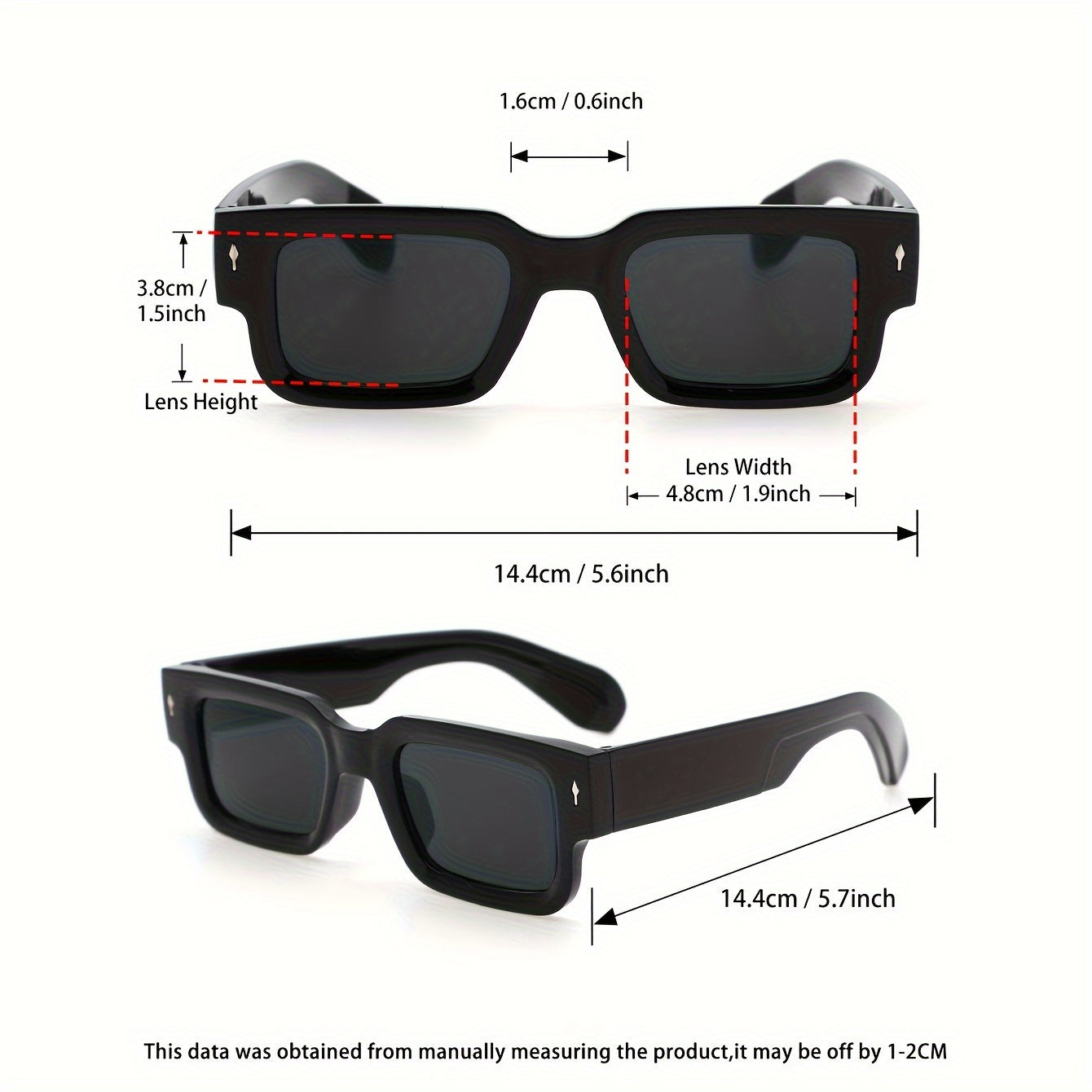 Men's Square Casual Glasses for Daily Wear Black Plastic