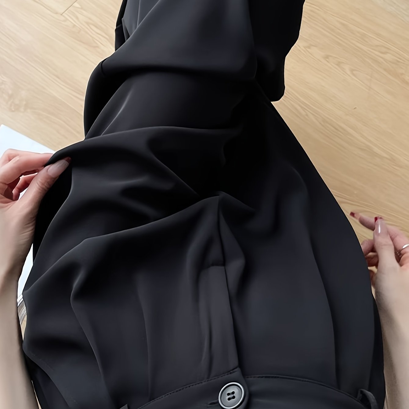 High-Waisted Straight Leg Pants for Women Breathable Wrinkle-Resistant Polyester Elastane