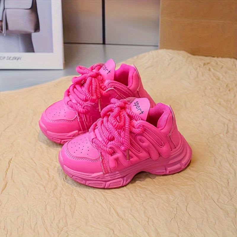 Girls' Breathable Microfiber Synthetic Leather Casual Sneakers with Anti-Slip Rubber Sole