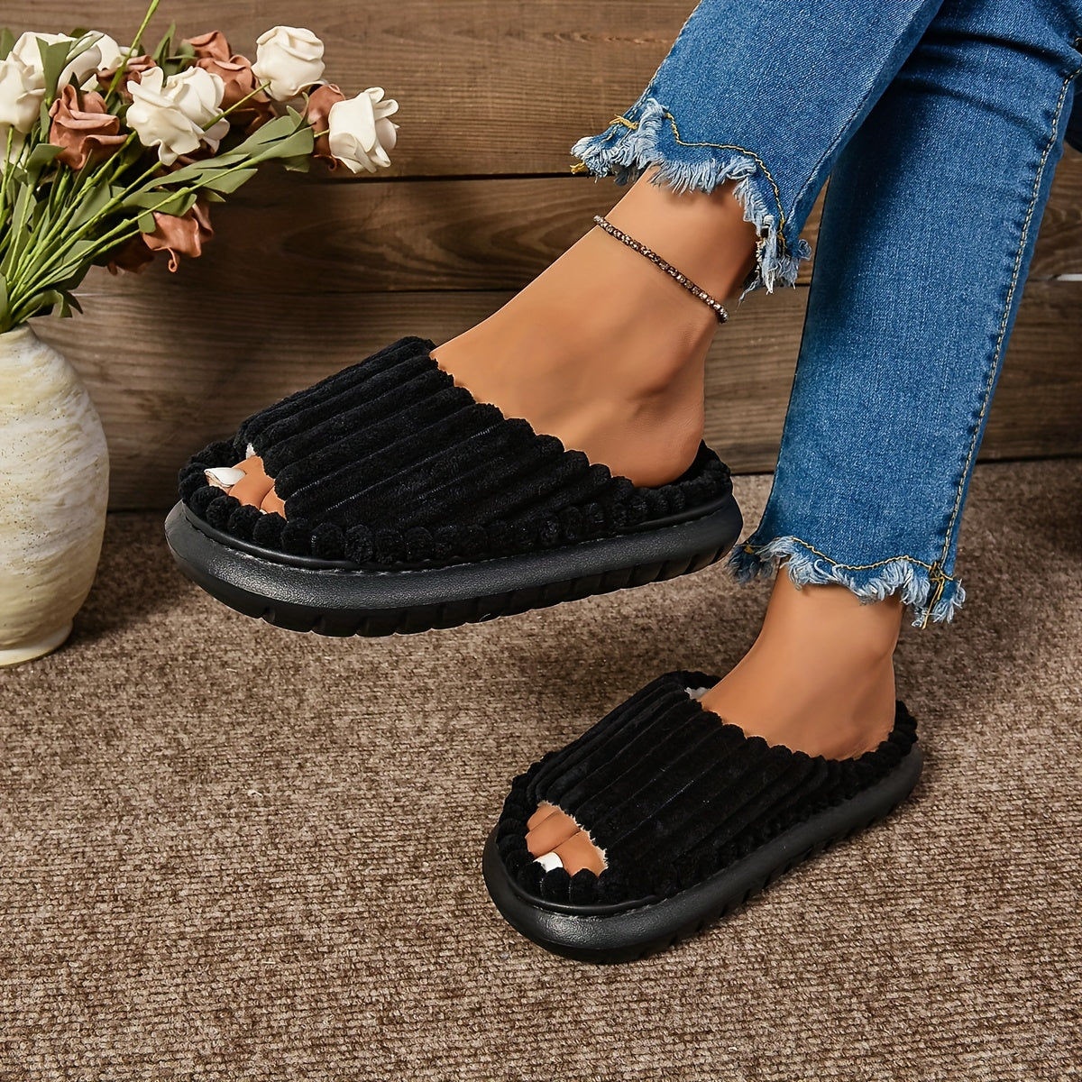 Women's Cozy EVA Thick Sole Slippers Non-Slip Casual House Slides