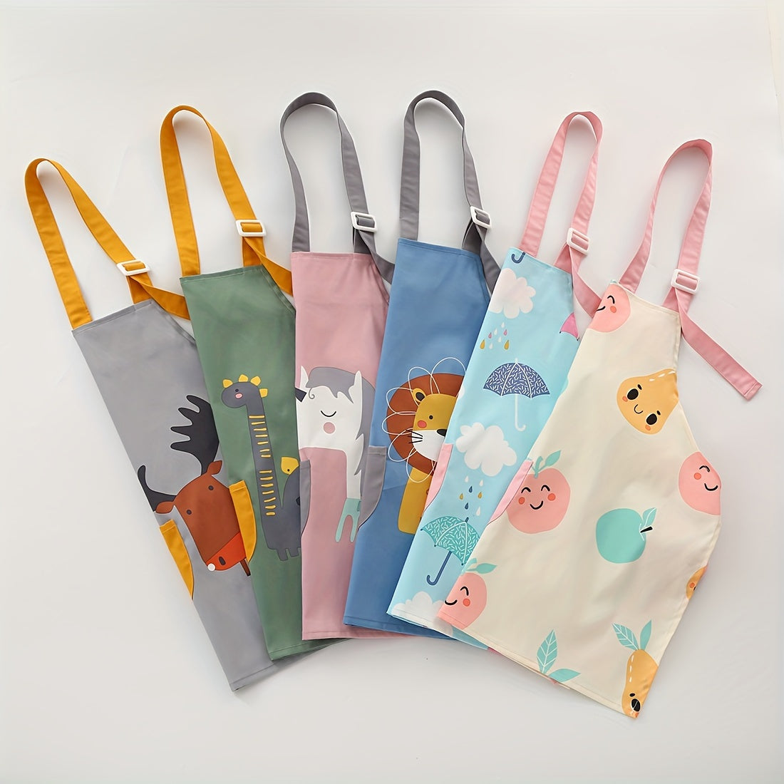 Kids Waterproof Aprons with Pockets, Adjustable Polyester, for Cooking and Painting (2 Pack)