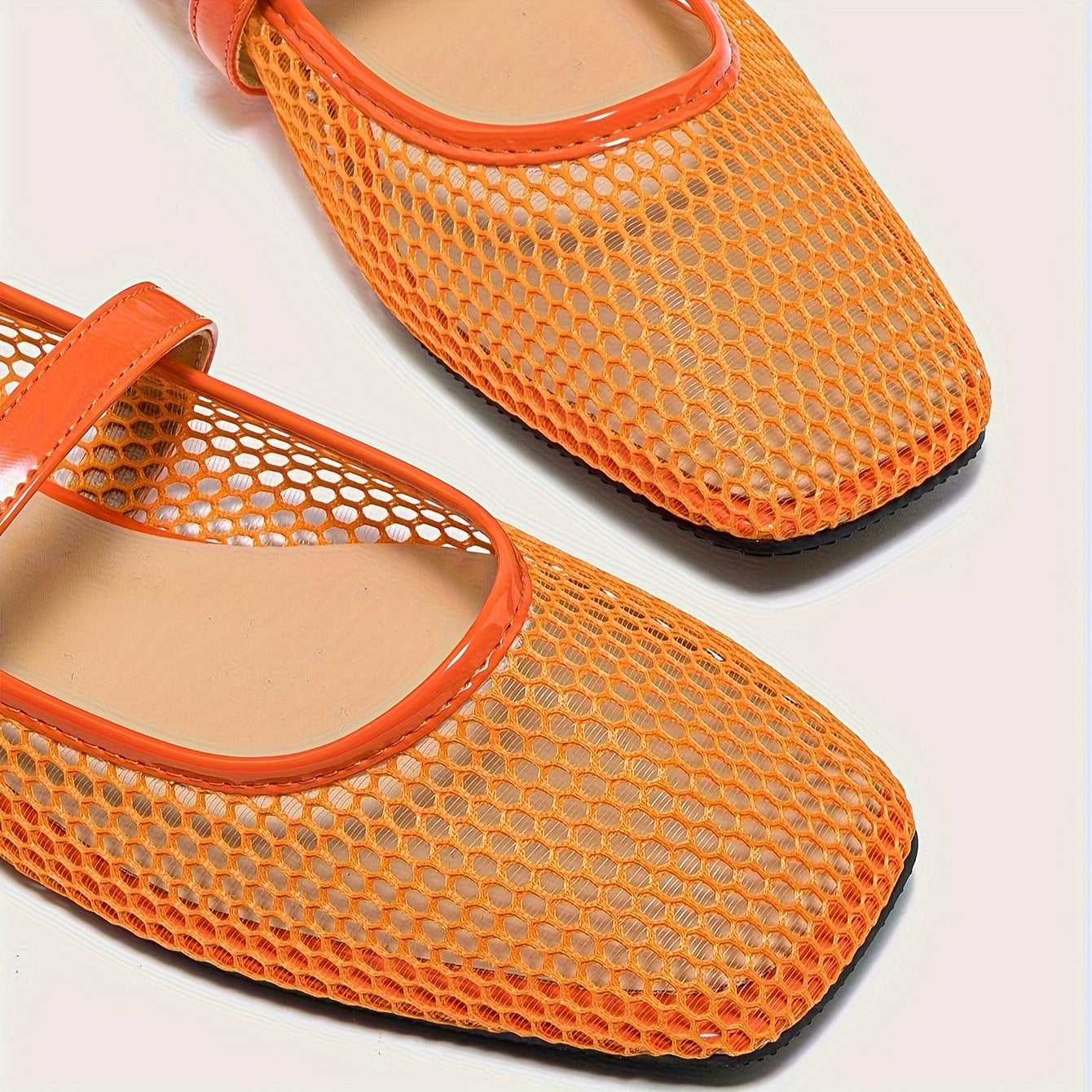Women's Mesh Ballet Flats Square Toe Breathable Fabric Casual Slip-On Summer