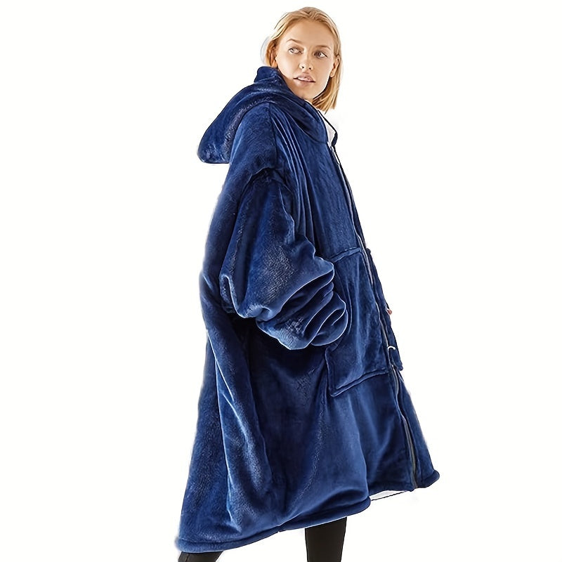 Wearable Blanket with Zipper for Cozy Office, Sofa, or Lounge Use