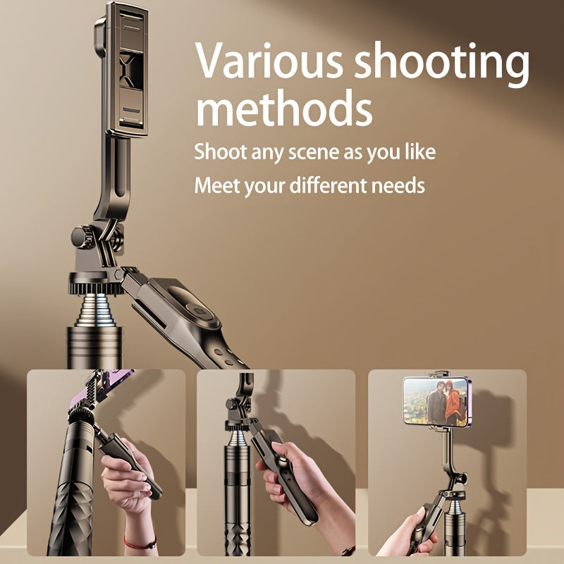 2024 Four-Axis Selfie Stick Tripod for Phones 360° Rotation Portable Stabilizer for Travel Photography
