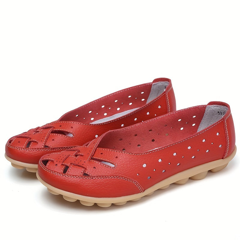 Women's Slip-On Flat Shoes with Hollow Out Design Breathable Lightweight Casual