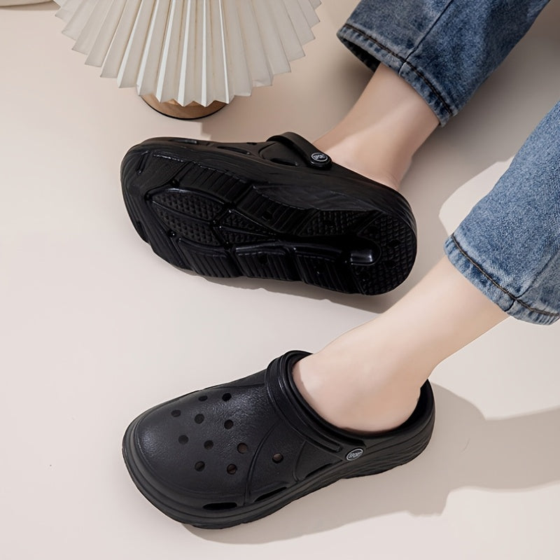 Women’s Casual EVA Platform Mules, Breathable Slip-On Clogs, Solid Color