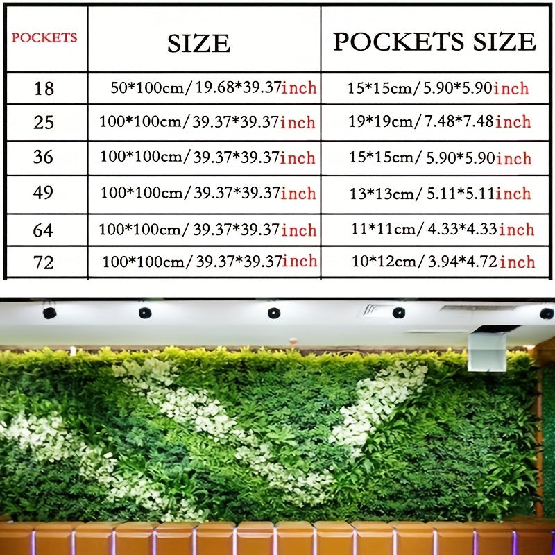 Vertical Wall Planter Bag with 18/25/36/49/64/72 Pockets Indoor Outdoor Gardening