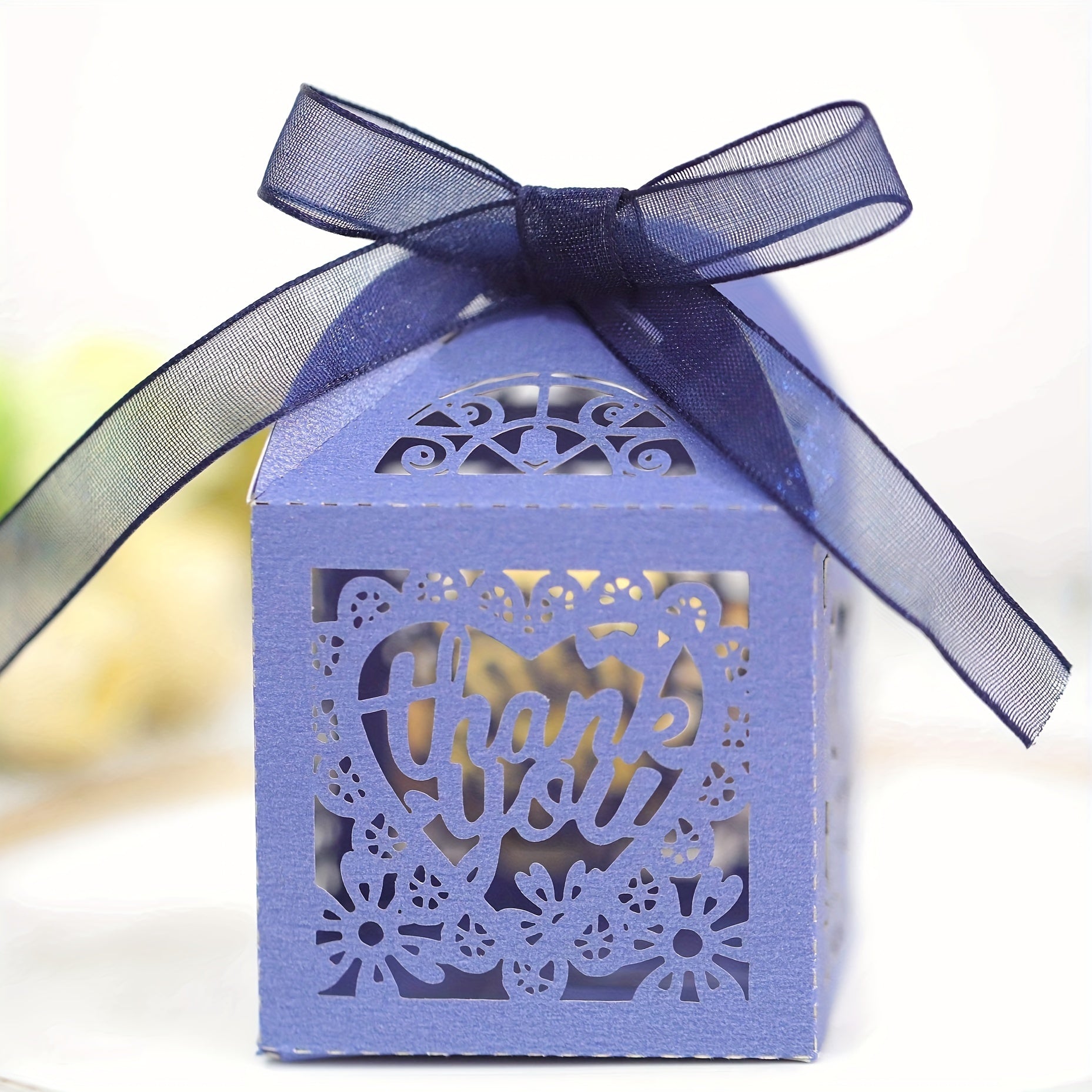 Набор из 50 розовых цветочных коробок для конфет с лентами для свадеб и дней рождения