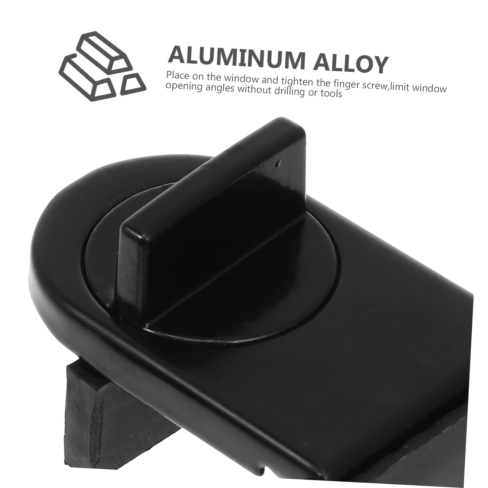 Adjustable Aluminum Alloy Window Lock with Anti-Pinch Safety Wedge for Home Office Car