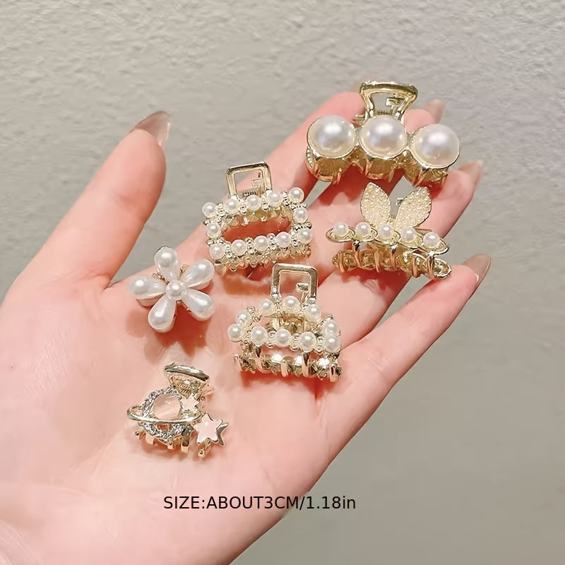 Set of 6 Small Pearl Hair Clips for Women Stylish Hair Accessories