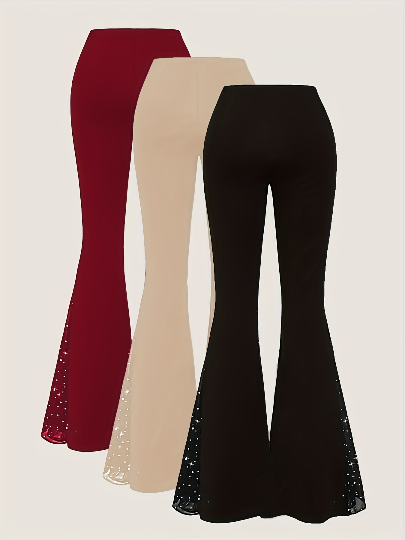 Women's Plus-Size Solid Flared Pants 3-Pack Spring Summer Fashion