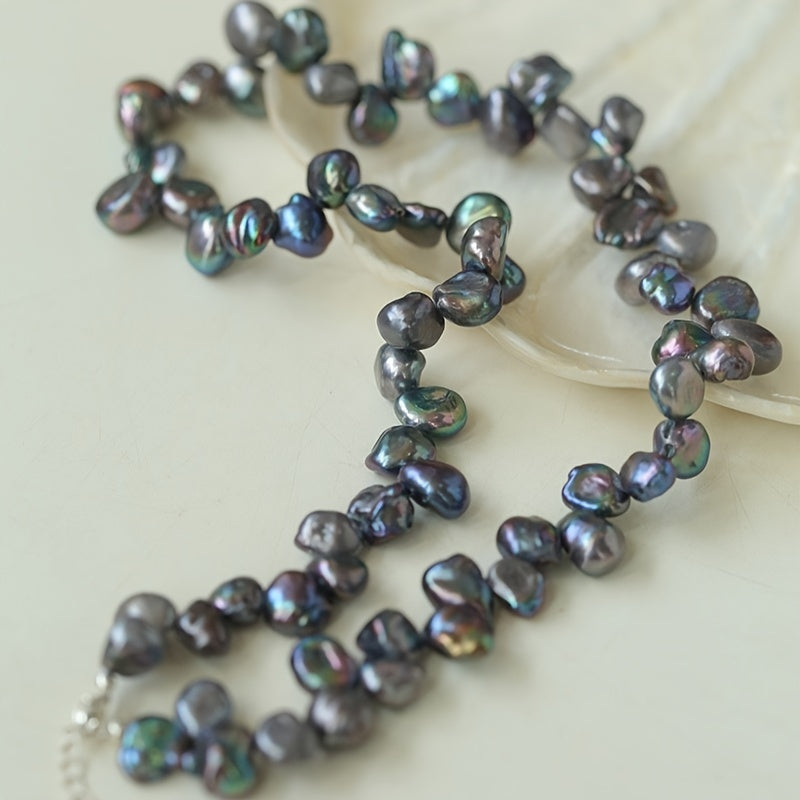 Grey Petal Pearl Necklace for Women Elegant Jewelry for Everyday and Special Occasions