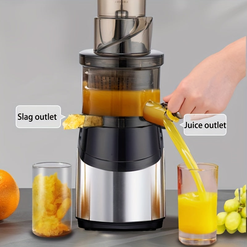 EU Plug Hilton Cold Press Juicer, 300W sekin masticating mashinalari, butun mevalar va sabzavotlar uchun katta oziqlantirish qudug'i, tozalash oson, yuqori sharbat hosili, DIY muzqaymoq, zanglamaydigan po'latdan.
