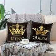 Black Throw Pillow Cover with Gold Crown Design 45.72cm Farmhouse Style