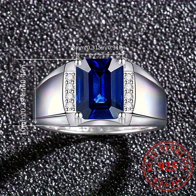 Anillos de pareja de plata 925 con circonia cúbica y piedras inspiradas en zafiro para regalo de propuesta