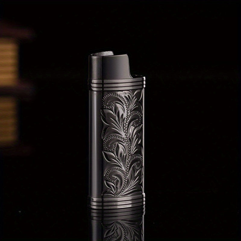 Small Metal Lighter Set Vintage Floral Mini Lighter Cover Holder