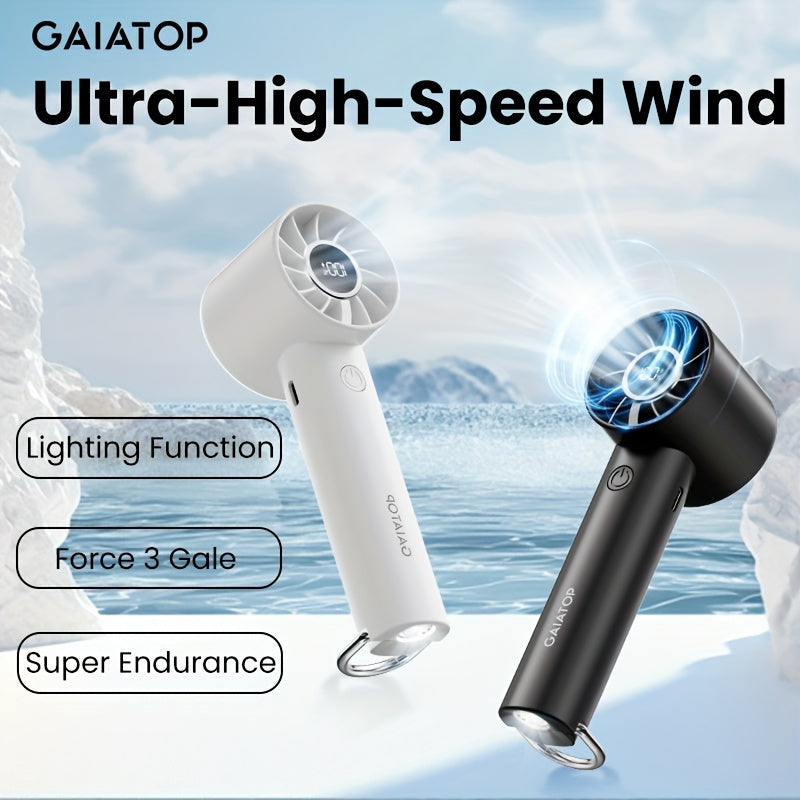 Rechargeable Mini Fan with LED Display and Flashlight Portable Handheld Fan for Travel Black