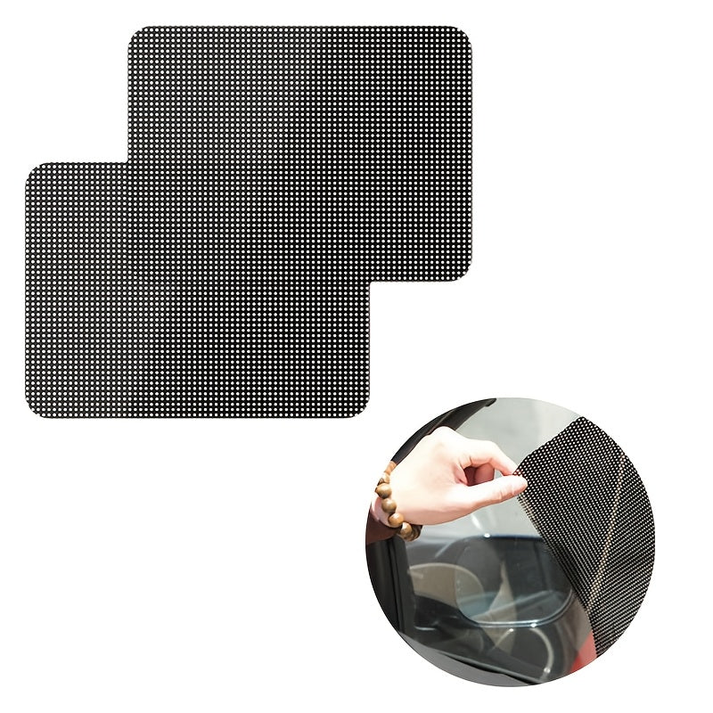 2-Pack Black Mesh Car Sun Shade Stickers UV Heat Blocker Plaid Window Decal