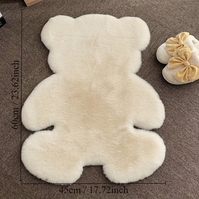Bear-Shaped Area Rug Soft Furry Throw Carpet Anti-Fatigue Floor Mat for High Traffic Areas