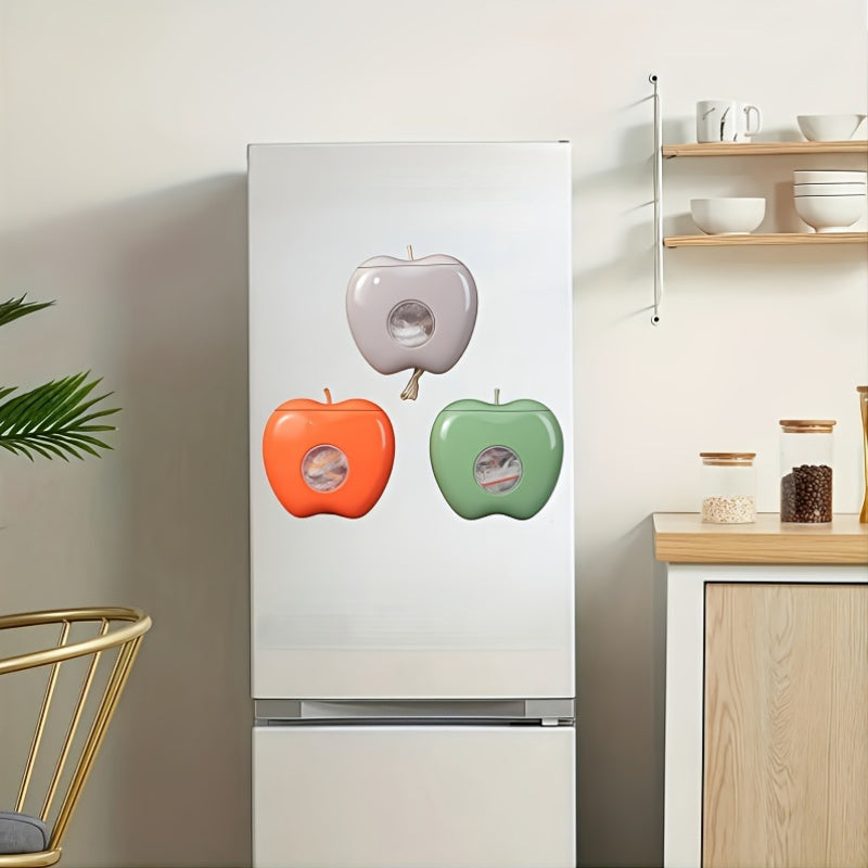 Wall Mount Apple-Shaped Storage Box for Cling Film and Bags Kitchen Organizer