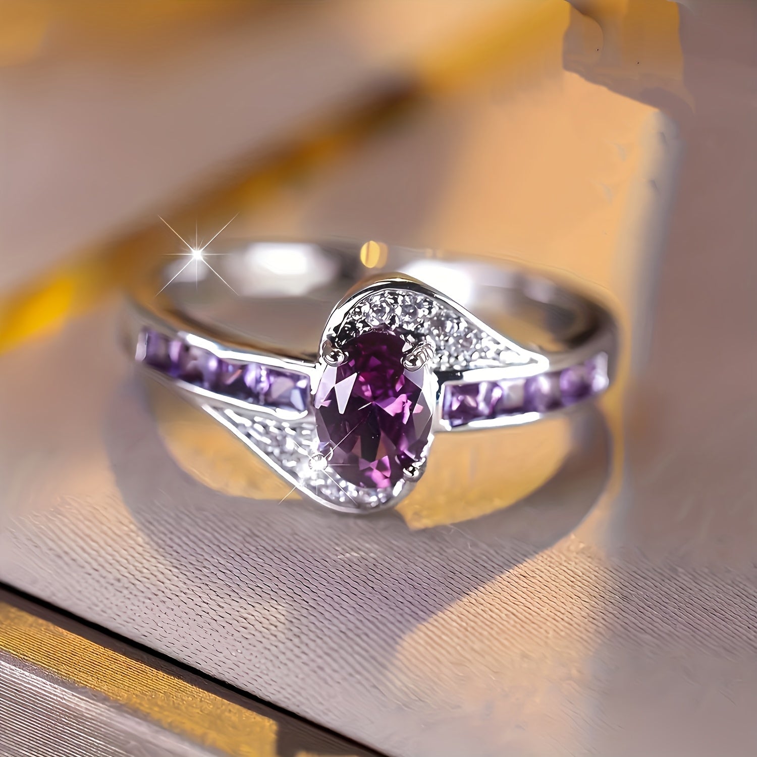 Silver Plated Ring with Cubic Zirconia for Weddings and Parties